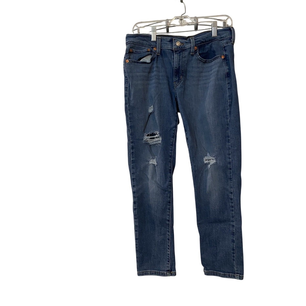 Levis Boyfriend Jeans Womens 29 Mid Rise Straight Leg Distressed Medium Wash